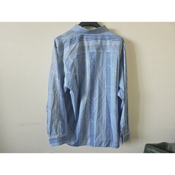 Tommy Bahama Men's, Died Striped Long Sleeve Silk Shirt, Aqua Ice, Size XL. - Picture 11 of 12